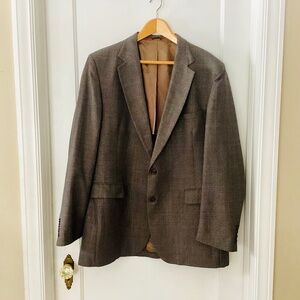 Vtg Stafford’s men’s 46L brown plaid Blazer Sport Coat Suit Jacket Union Made US
